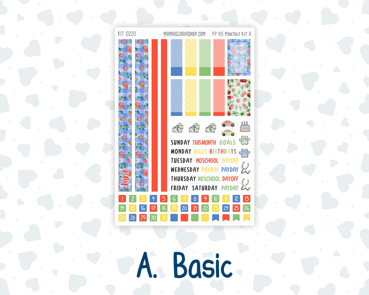 Kit 0220 - A5 - Plum Paper - Monthly Kit - June - June Berries