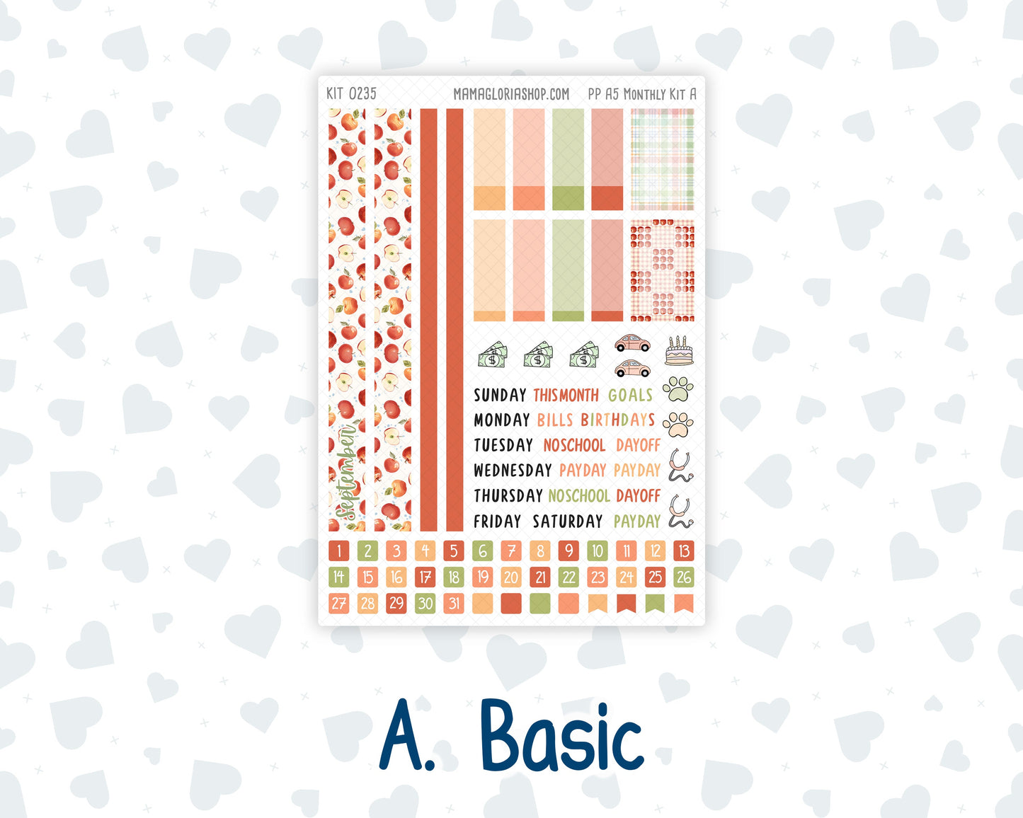 Kit 0235 - A5 - Plum Paper - Monthly Kit - September - Apple Orchard