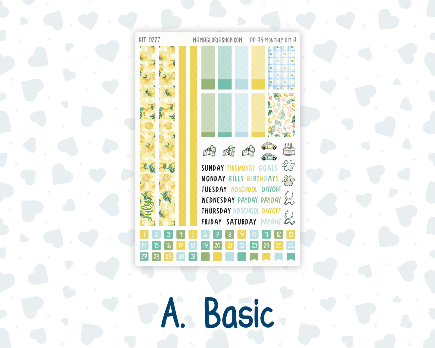 Kit 0227 - A5 - Plum Paper - Monthly Kit - July - Lemon Grove