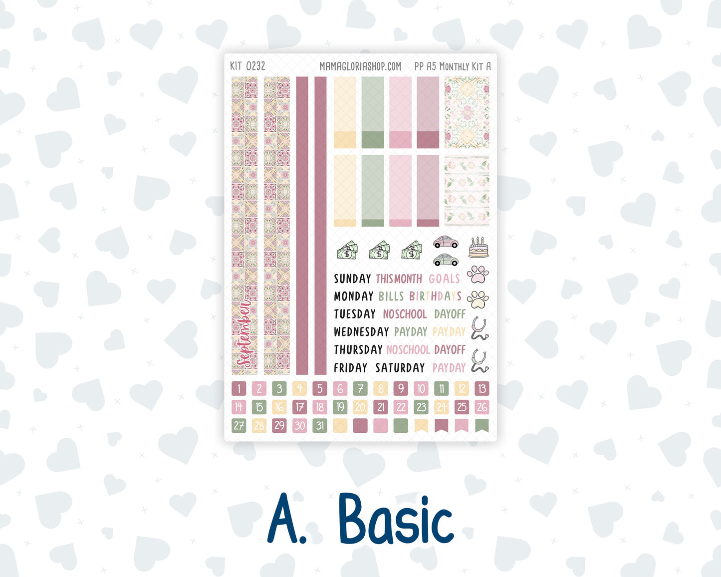 Kit 0232 - A5 - Plum Paper - Monthly Kit - September - Heirloom Garden