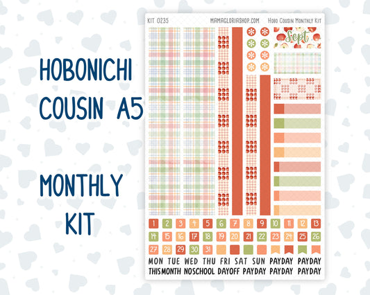 Kit 0235 - Hobonichi Cousin - Monthly Kit - September - Apple Orchard - 1.3” Wide Columns