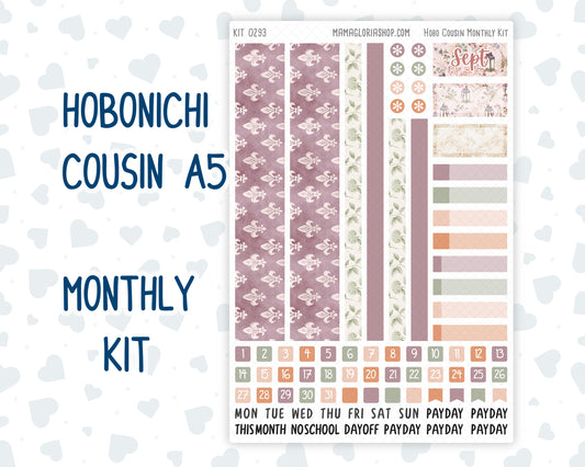 Kit 0293 - Hobonichi Cousin - Monthly Kit - September - Fleur de Provence - 1.3” Wide Columns