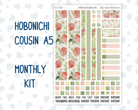 Kit 0295 - Hobonichi Cousin - Monthly Kit - September - Apple Harvest - 1.3” Wide Columns