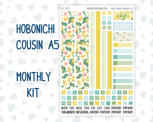 Kit 0227 - Hobonichi Cousin - Monthly Kit - July - Lemon Grove - 1.3” Wide Columns
