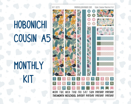 Kit 0275 - Hobonichi Cousin - Monthly Kit - July - Tropical Safari Blush - 1.3” Wide Columns