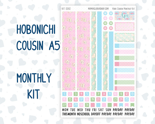 Kit 0262 - Hobonichi Cousin - Monthly Kit - April - Spring Puffs - 1.3” Wide Columns