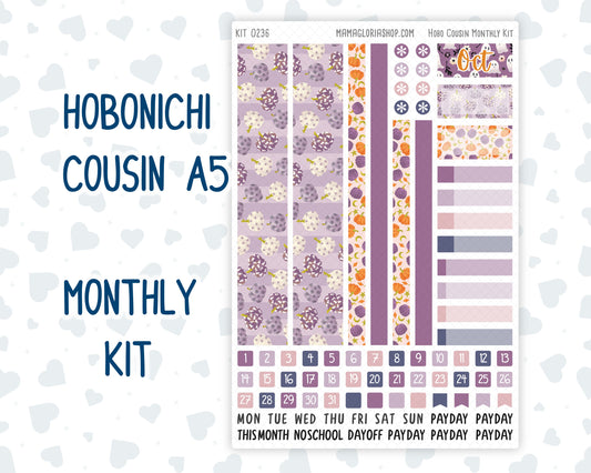 Kit 0236 - Hobonichi Cousin - Monthly Kit - October - Sweet & Spooky - 1.3” Wide Columns