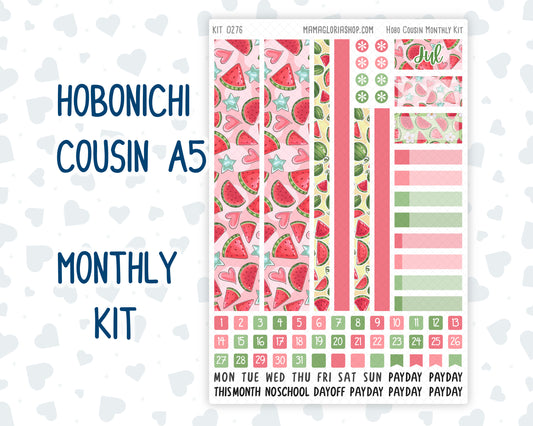 Kit 0276 - Hobonichi Cousin - Monthly Kit - July - Melon Crush - 1.3” Wide Columns