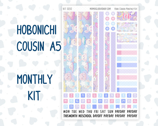 Kit 0252 - Hobonichi Cousin - Monthly Kit - February - Tokyo Candy Cloud - 1.3” Wide Columns