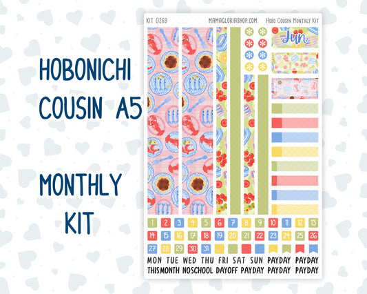 Kit 0269 - Hobonichi Cousin - Monthly Kit - June - Dolce Mare - 1.3” Wide Columns