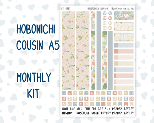 Kit 0261 - Hobonichi Cousin - Monthly Kit - April - Llama Spring - 1.3” Wide Columns