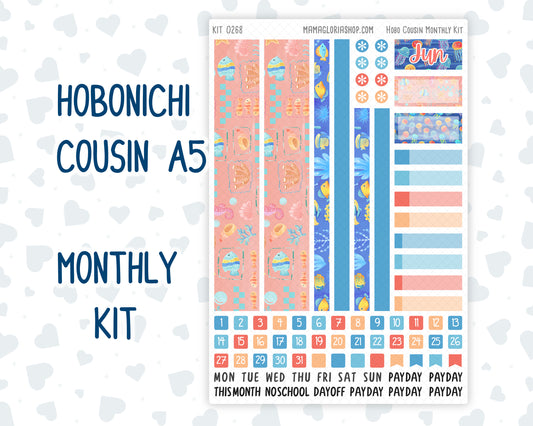 Kit 0268 - Hobonichi Cousin - Monthly Kit - June - Sea Sweeties - 1.3” Wide Columns