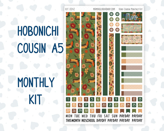Kit 0242 - Hobonichi Cousin - Monthly Kit - November - Cottage Autumn - 1.3” Wide Columns