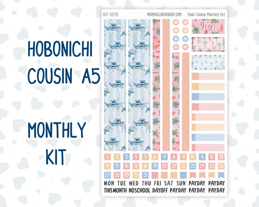 Kit 0270 - Hobonichi Cousin - Monthly Kit - June - Beachside Bliss - 1.3” Wide Columns