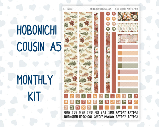 Kit 0298 - Hobonichi Cousin - Monthly Kit - October - Velvet Bloom - 1.3” Wide Columns