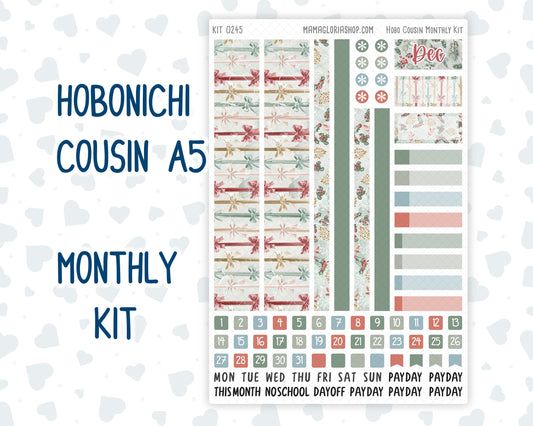 Kit 0245 - Hobonichi Cousin - Monthly Kit - December - Vintage Christmas - 1.3” Wide Columns