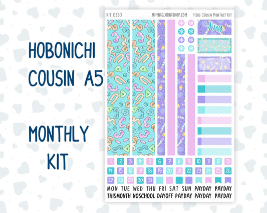 Kit 0230 - Hobonichi Cousin - Monthly Kit - August - School Daze - 1.3” Wide Columns