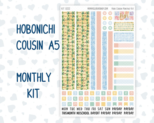 Kit 0222 - Hobonichi Cousin - Monthly Kit - June - Beach Day - 1.3” Wide Columns