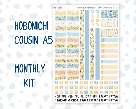 Kit 0265 - Hobonichi Cousin - Monthly Kit - May - Honeybee Sky - 1.3” Wide Columns