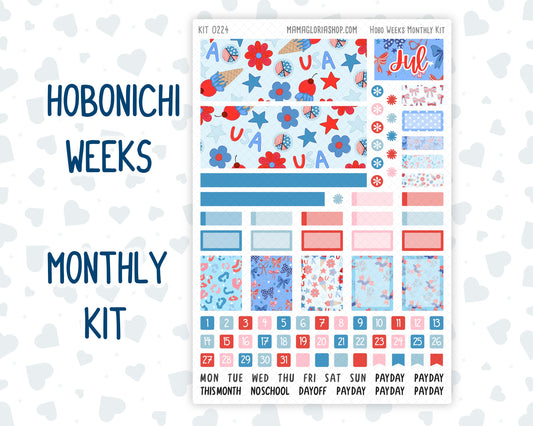 Kit 0224 - Hobonichi Weeks - Monthly Kit - July - Patriotic Parade