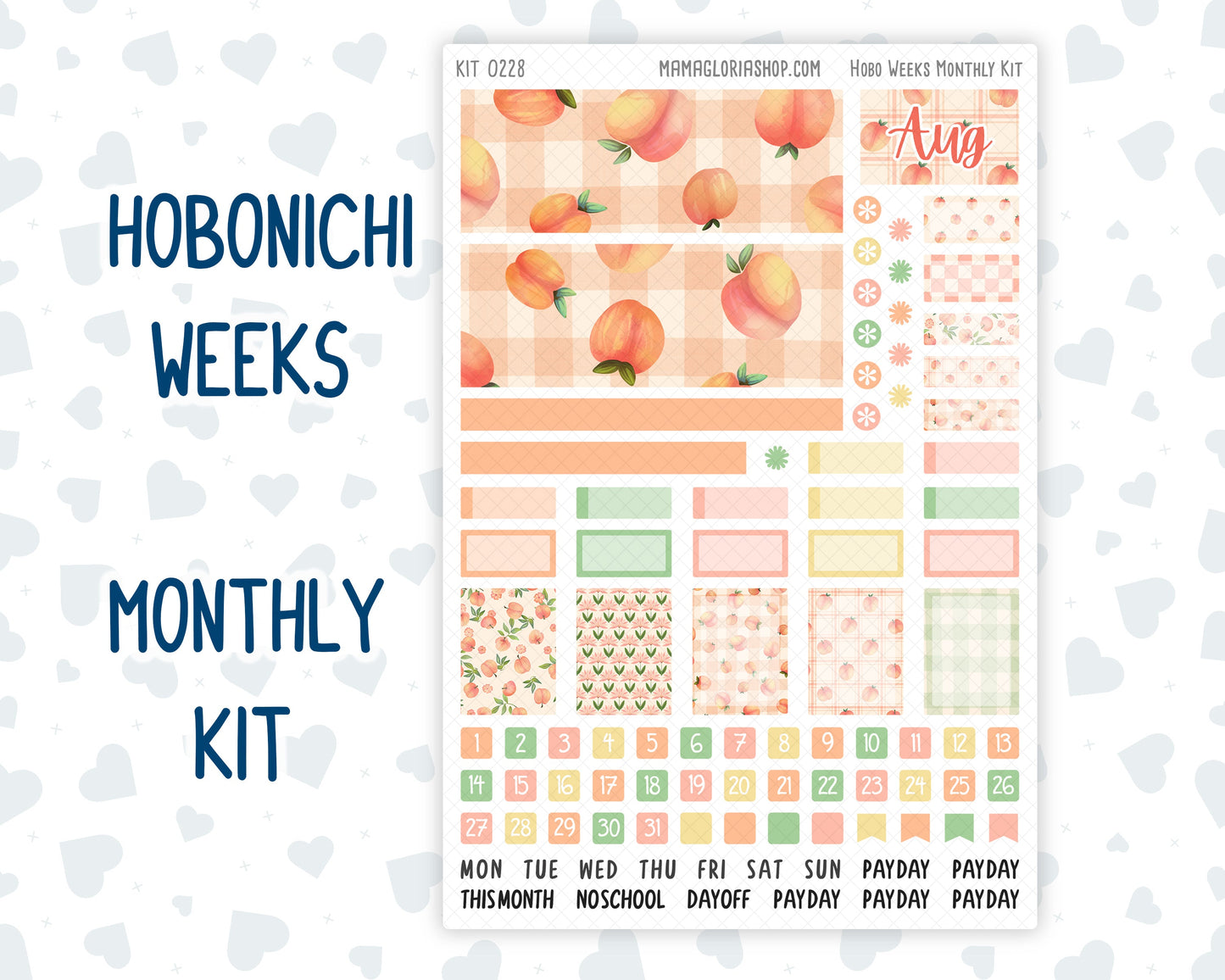 Kit 0228 - Hobonichi Weeks - Monthly Kit - August - Just Peachy