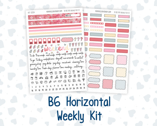 Kit 0254 - B6 - For Sterling Ink And More - Horizontal Weekly Kit - February - Valentine Village