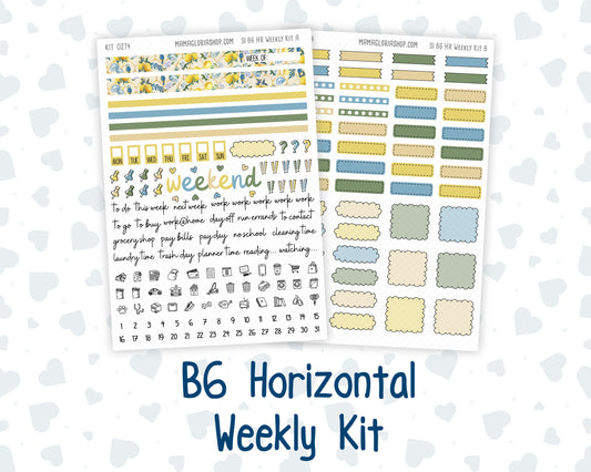Kit 0274 - B6 - For Sterling Ink And More - Horizontal Weekly Kit - July - Sunny Lemon Shore