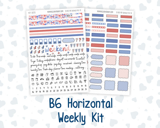 Kit 0273 - B6 - For Sterling Ink And More - Horizontal Weekly Kit - July - Americana In Bloom