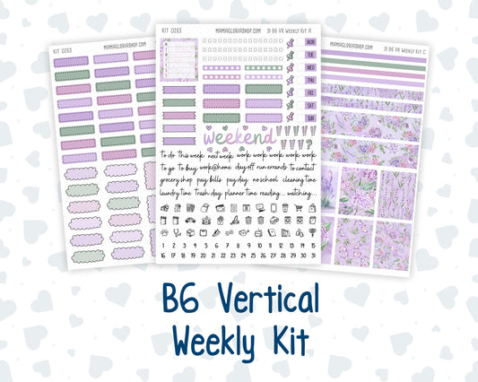 Kit 0263 - B6 - For Sterling Ink And More - Vertical Weekly Kit - April - Lavender Drift