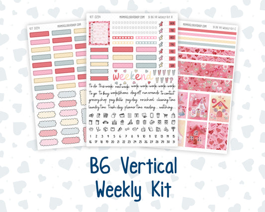 Kit 0254 - B6 - For Sterling Ink And More - Vertical Weekly Kit - February - Valentine Village