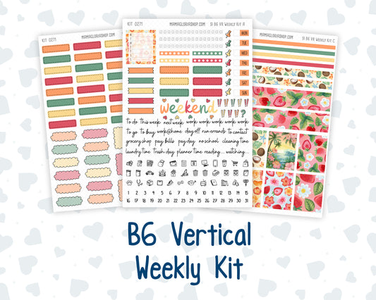 Kit 0271 - B6 - For Sterling Ink And More - Vertical Weekly Kit - June - Strawberry Shore