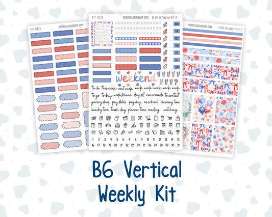 Kit 0273 - B6 - For Sterling Ink And More - Vertical Weekly Kit - July - Americana In Bloom
