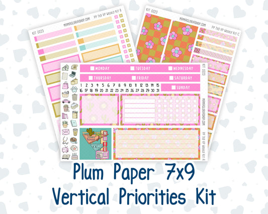Kit 0223 - 7x9 - Vertical Priorities - Plum Paper - Weekly Kit - June - Route 66