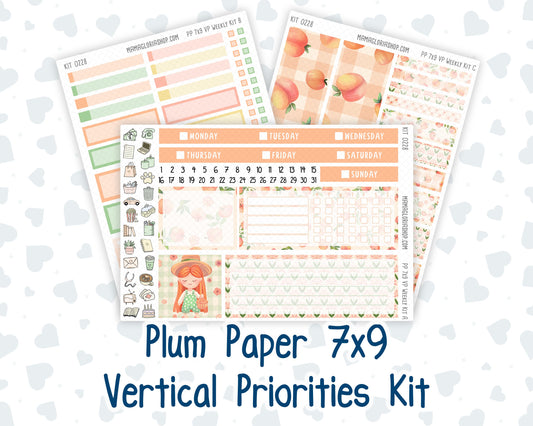 Kit 0228 - 7x9 - Vertical Priorities - Plum Paper - Weekly Kit - August - Just Peachy