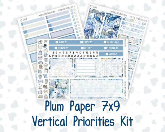 Kit 0249 - 7x9 - Vertical Priorities - Plum Paper - Weekly Kit - January - Icy Lace