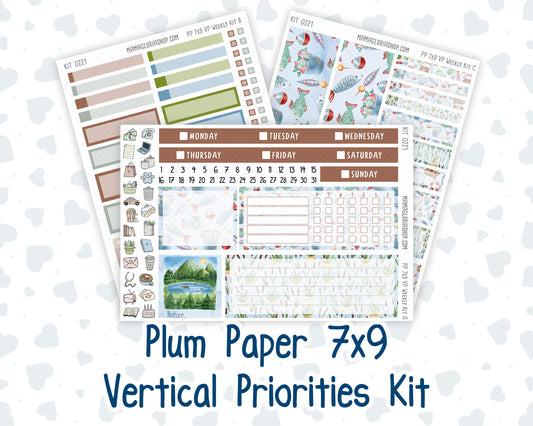 Kit 0221 - 7x9 - Vertical Priorities - Plum Paper - Weekly Kit - June - Gone Fishing