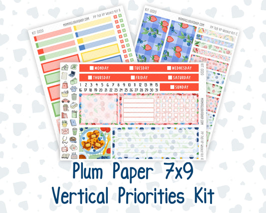 Kit 0220 - 7x9 - Vertical Priorities - Plum Paper - Weekly Kit - June - June Berries