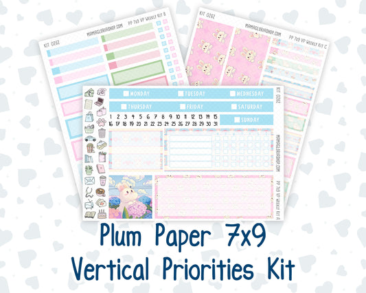 Kit 0262 - 7x9 - Vertical Priorities - Plum Paper - Weekly Kit - April - Spring Puffs
