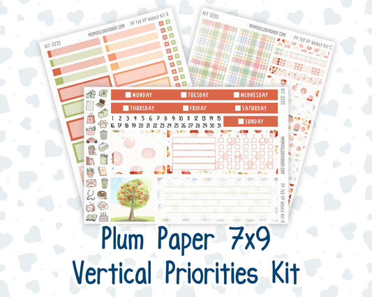 Kit 0235 - 7x9 - Vertical Priorities - Plum Paper - Weekly Kit - September - Apple Orchard