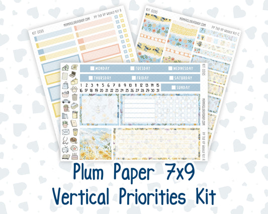 Kit 0265 - 7x9 - Vertical Priorities - Plum Paper - Weekly Kit - May - Honeybee Sky