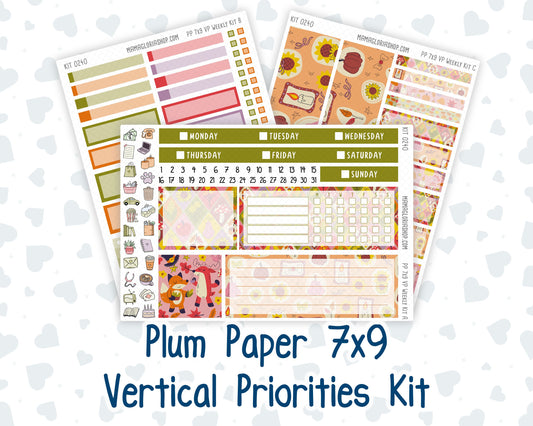Kit 0240 - 7x9 - Vertical Priorities - Plum Paper - Weekly Kit - November - Cozy Thanksgiving