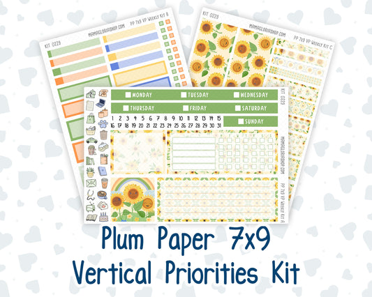 Kit 0229 - 7x9 - Vertical Priorities - Plum Paper - Weekly Kit - August - Golden Faces