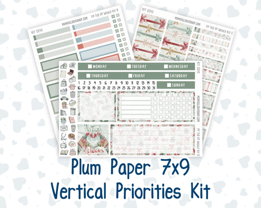 Kit 0245 - 7x9 - Vertical Priorities - Plum Paper - Weekly Kit - December - Vintage Christmas