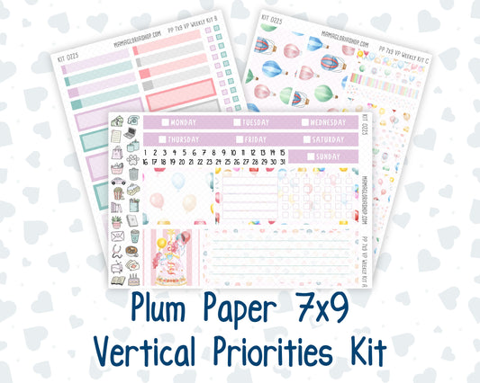Kit 0225 - 7x9 - Vertical Priorities - Plum Paper - Weekly Kit - July - Carnival Joy