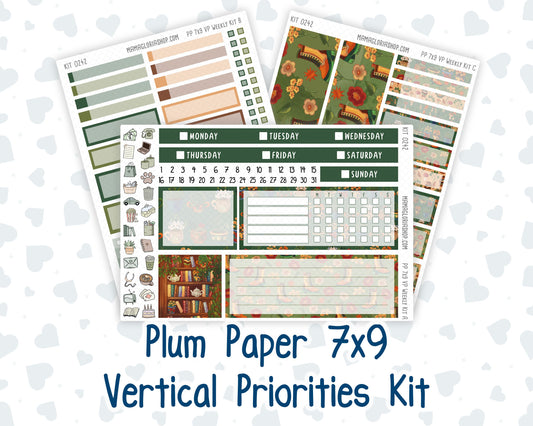 Kit 0242 - 7x9 - Vertical Priorities - Plum Paper - Weekly Kit - November - Cottage Autumn