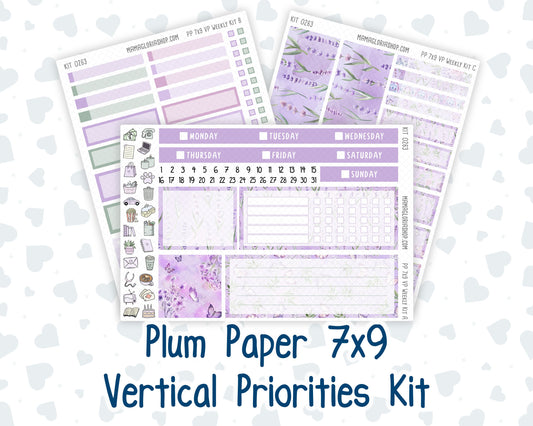 Kit 0263 - 7x9 - Vertical Priorities - Plum Paper - Weekly Kit - April - Lavender Drift