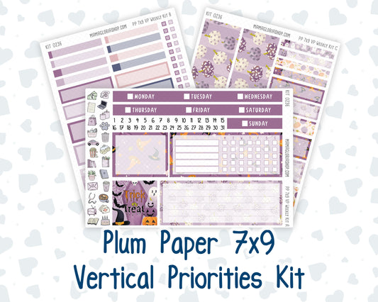 Kit 0236 - 7x9 - Vertical Priorities - Plum Paper - Weekly Kit - October - Sweet & Spooky