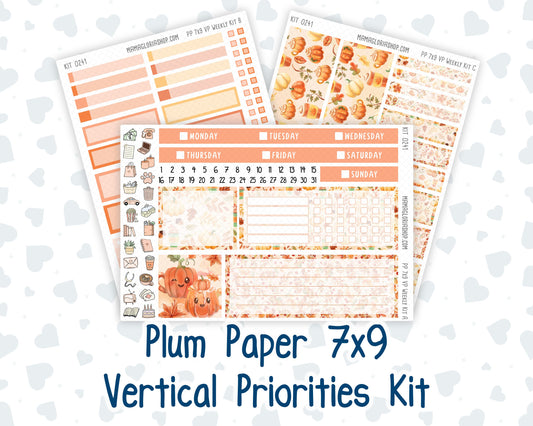 Kit 0241 - 7x9 - Vertical Priorities - Plum Paper - Weekly Kit - November - Pumpkin Latte