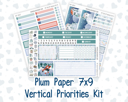 Kit 0247 - 7x9 - Vertical Priorities - Plum Paper - Weekly Kit - December - Snow Day Adventures