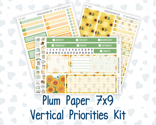 Kit 0277 - 7x9 - Vertical Priorities - Plum Paper - Weekly Kit - August - Sunflower Drama Club